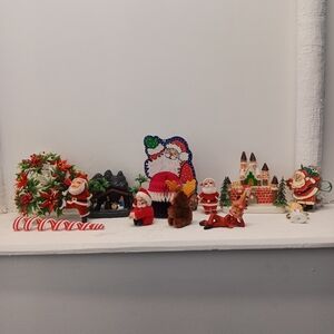 Vintage Christmas Plastic Holiday Ornaments Tree Decoration Bundle